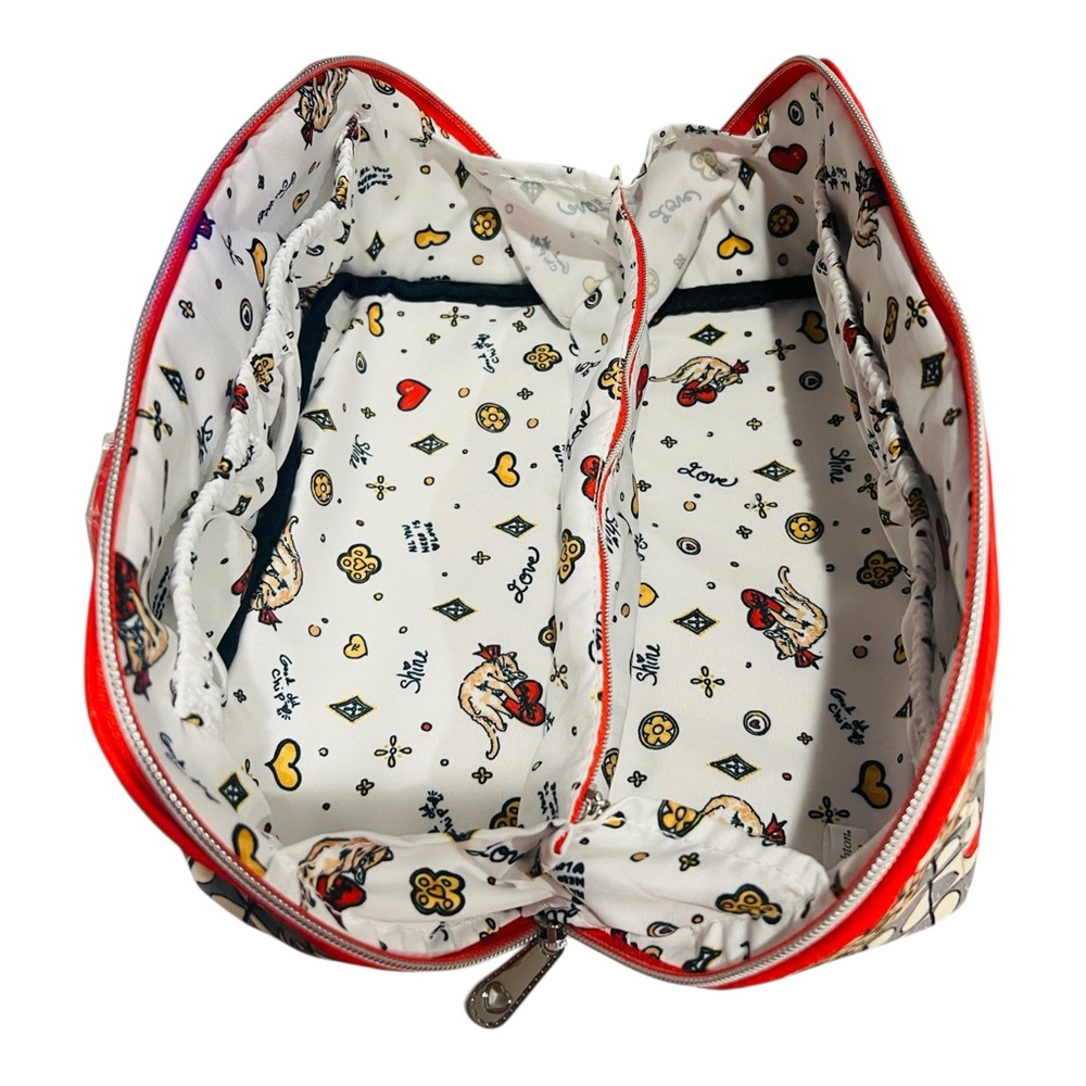 Brighton Wild Love Cosmetic Bag Travel Bag Hearts Leopard 9”W x 5”D x 4.5”H - Picture 2 of 5